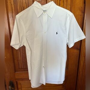 White Pressed Ralph Lauren Short Sleeve Button Down